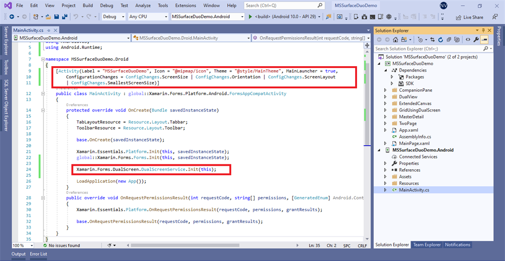 MainActivity layout configuration